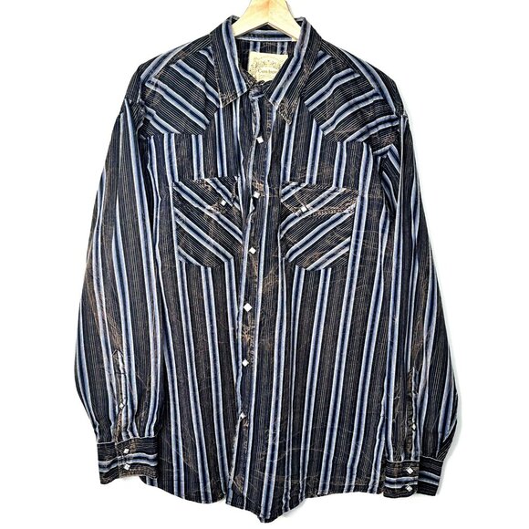 Cowboy Collection Mens Shirt By Lammles Western Wear Striped Button Up Size XL - Picture 1 of 10